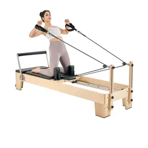 fathersdaygift  VEVOR Pilates Reformer Machine, Wooden Pilates Workout Equipment for Home Gym Studio Use, Pilates Bed with Dual Resistance- Spring Cord, Reformer Set with Sitting Box, Up to 400 LBS