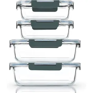 80 oz & 36 oz Extra Large Glass Food Storage/Baking Containers Set with Lids, 2 Pack 80 oz(10 cup)&2 Pack 36 oz (4.5 cup) Airtight Glass Container,Microwave,Oven,Freezer and Dishwasher