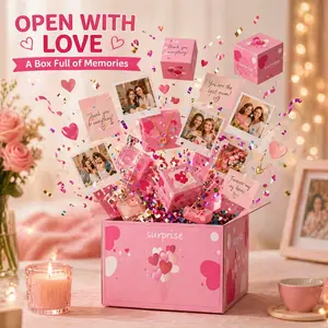 Mother’s Day Surprise Explosion Gift Box – DIY Pop Up Birthday Card Box, Unique Gifts for Mom Women Friends(Red/Black/Yellow)