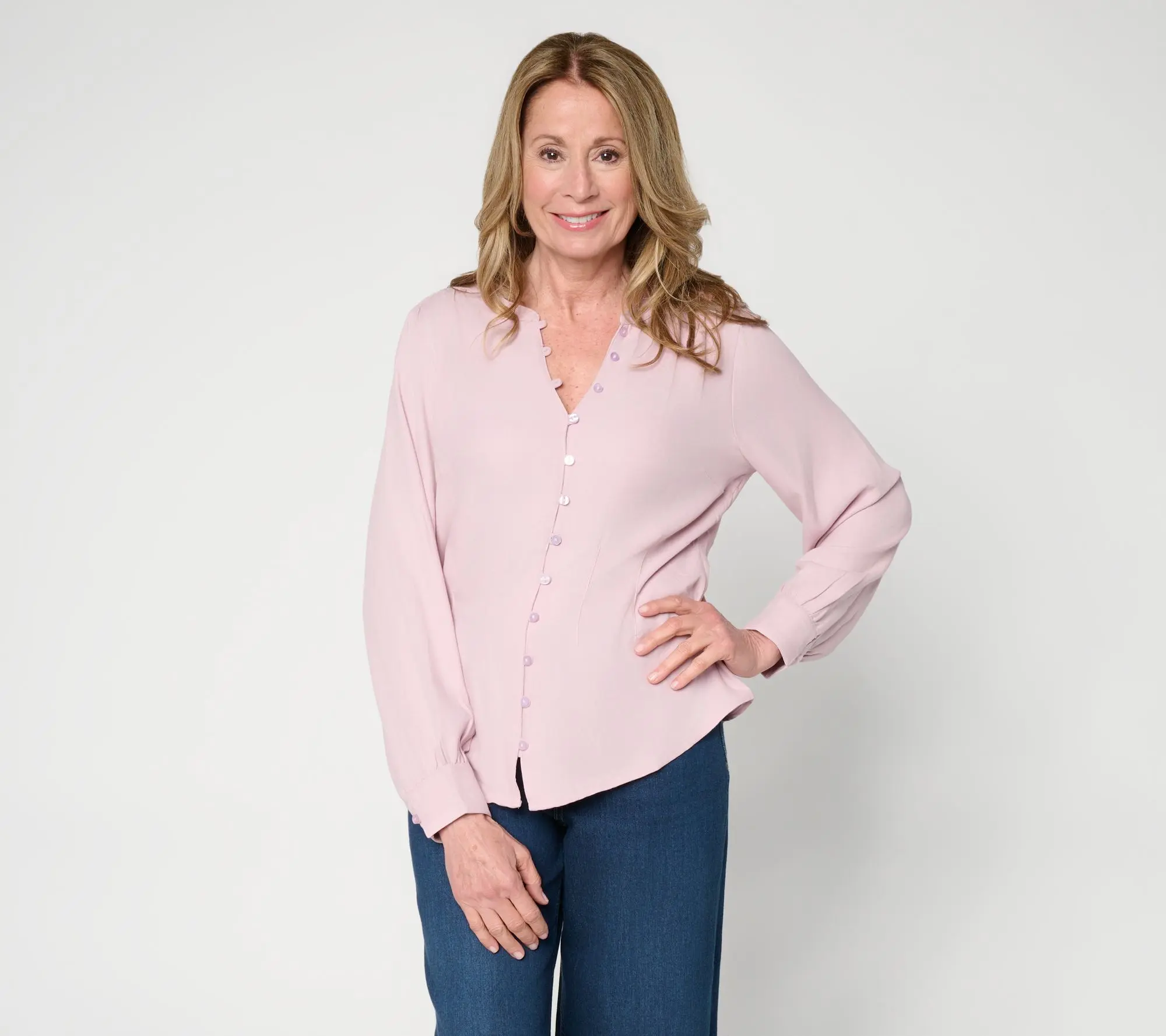 Me by Jennie Garth Long Sleeve Blouse with Pintuck Detail