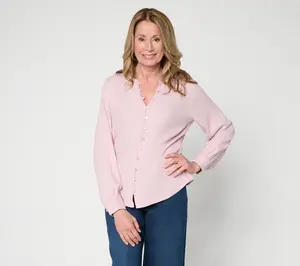 Me by Jennie Garth Long Sleeve Blouse with Pintuck Detail