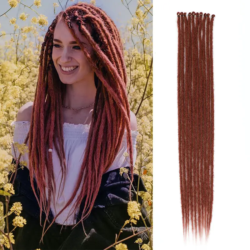 GKtineke 40 Strands Dreadlock Extensions, Casual Synthetic Single Strand Locs for Unisex, 0.6cm Width for Natural Locs Hairstyles, 4 Pack, Natural Look, 4 Pack(40 Strands)