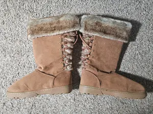 Womens Rampage RAM-ASHER Brown Faux Suede Faux Fur Boots 7M