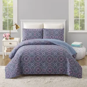 Modern Heirloom 3pc Full/Queen Lavender Florals Bedding Set Purple