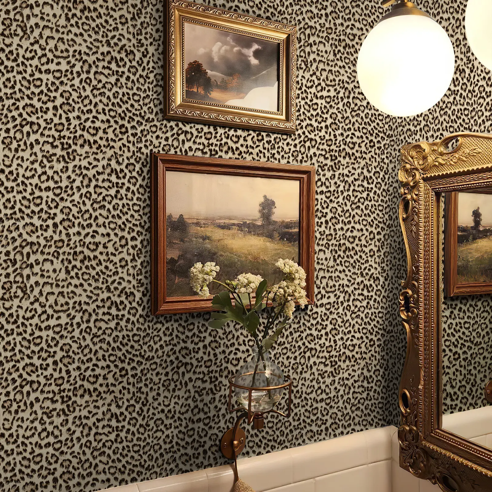 JiffDiff 2-Roll Leopard Animals Peel and Stick Wallpaper, 17.3" x 120" Beginner-Friendly Self-Adhesive Removable Contact Paper for Bedroom Accent Wall, Closet Makeover