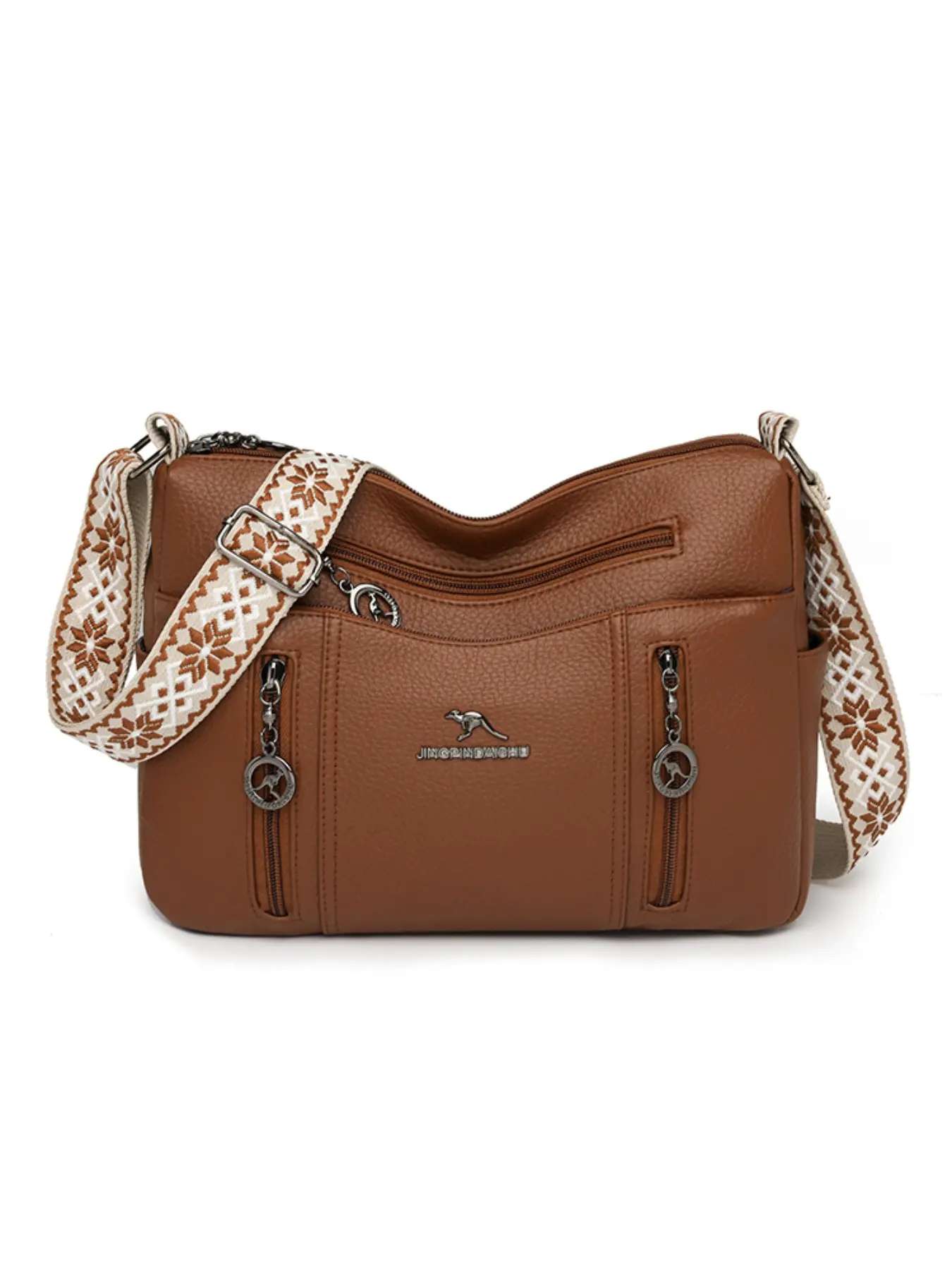 Large Capacity Crossbody Bag for Women, Everyday Crossbody Bag, Multi-Pocket Soft Leather Shoulder Bag, Casual Zipper Purse, Fashionable Ethnic Style, Ideal Mother's Day Gift, Casual Crossbody Bags, Crossbody Shoulder Purses