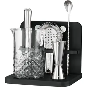 Mixing Glass Set with  Stand - 22 Oz 650ml - Thick and Sturdy Bottom, Durable and Seamless Design with Bar Accessories