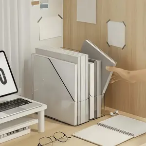 1/2 Pack Clear Acrylic Book Shelf, File Folder Organizer, Multifunctional Office Supplies Storage Rack, Vertical Desktop Document & Stationery Holder, Space-Saving Bookshelf