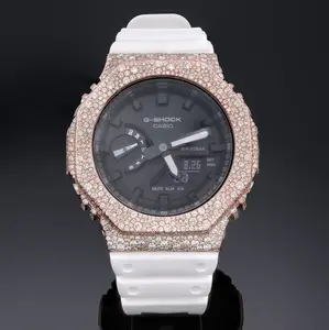 G-Shock GA2100 Custom Iced-Out with Rose Gold Bezel 7.50 CTW Diamond Mosaic Setting