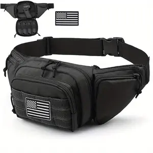 Fanny Pack Holster Concealed Carry Waist Bag Waterproof Molle EDC Pouch with USA Flag Patch