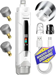 TIKOCAT Whisper-Quiet Dog Nail Grinder, 50% More Powerful 6-Speed Pet Nail Trimmer with LED Display & 4 LED Lights, 3 Grinding Bits, No Over-Cutting, Stress-Free Grooming for Dogs, Cats & All Sensitive Pets