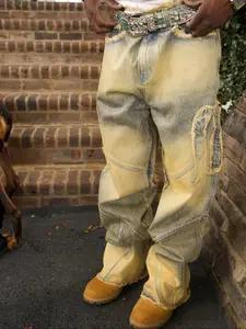 Men's Work Pants Water Wash Vintage Post-Apocalyptic Style, Casual Flap Pocket, Loose-Fitting Casual Long Pants, All Seasons Button Fly Closure