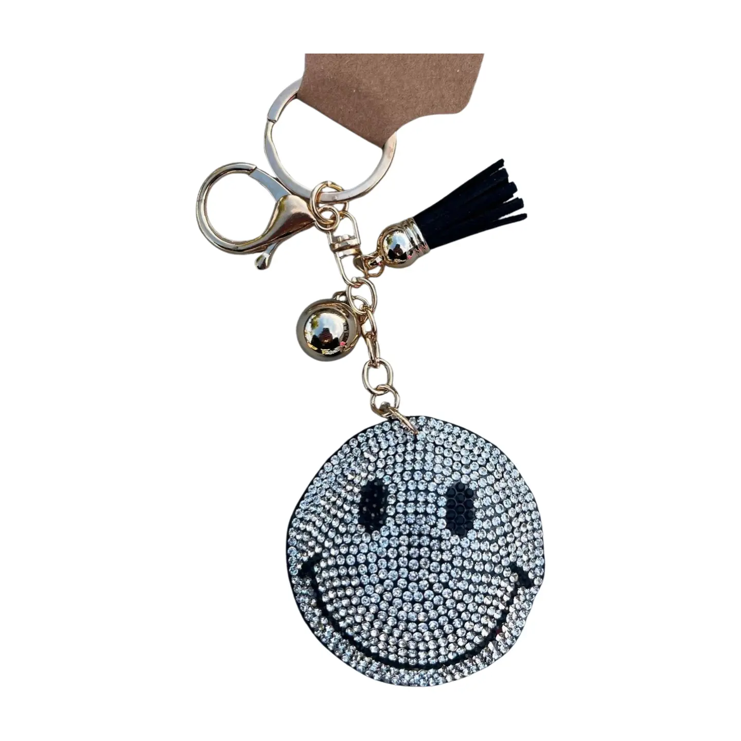 Black Smiley Face, Gold Hardware