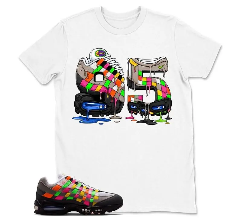 95 Big Bubble Woven Multicolor Matching T Shirt, Number 95 Graphic Shirt, 90s Hip Hop Tee, Gift For Women and Man, Unisex T-Shirt, Sneaker Head Gift