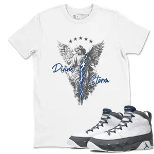 Unisex T-shirt To Match Sneakers  Jordan 9 Flint Grey "French Blue" - Divine Storm. 100% Cotton for Casual Wear. Comfortable Summer Unisex T-Shirt to match Jordan Sneaker. Streetwear Style. urban outfitters