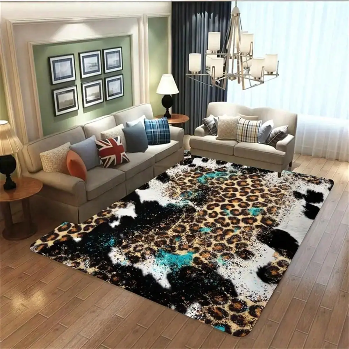 Leopard Print Carpet, 1 Count Non-slip Washable Floor Mat, Soft Comfortable Floor Rug, Decorative Mat for Home Living Room Bedroom