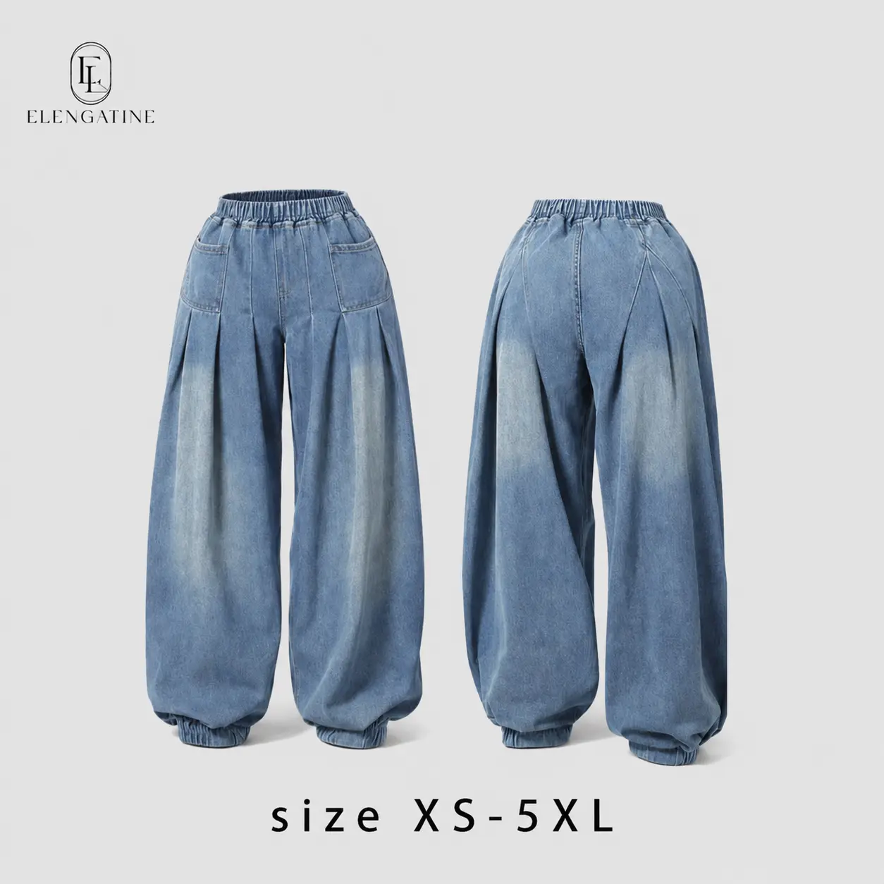 Lady's Slouchy Wide-Leg Jeans - Soft Cotton Modal Blend Denim Trousers with an Elastic Waist for Casual Everyday Wear and Travel,back to school shopping