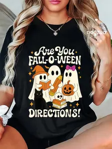 100% Cotton Funny are You Fall O Ween Directions Teacher Halloween Ghost T-Shirt