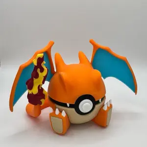 Charizard-Inspired 3D Printed Poke Ball Pre Built Collectible