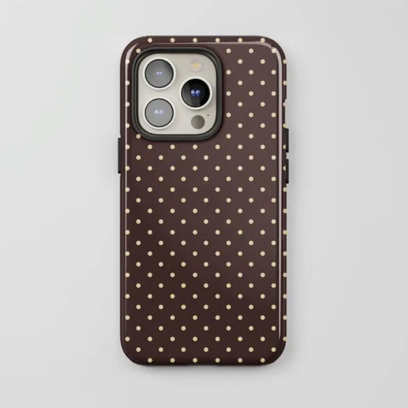 Polka dot, retro look 2-in-1 phone case with a durable, shock-absorbing, stylish design. Compatible with iPhone 17 16 15 14 13 12 11 Pro Max Pro Plus Samsung Galaxy S25 S24 S23 Ultra