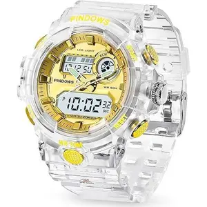 PINIDOUS Womens Watch for Women Teenagers Watch Digital Sports Watch,7 Color LED Light Large Analog Digital Display Waterproof Watch with Alarm Stopwatch Hourly Chime Multi-Function Wrist Watches