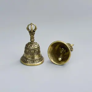 1pc Vintage Copper Vajra Bell, Buddhist Ritual Instrument Decor, Creative Mini Hand Chime Hanging Ornament