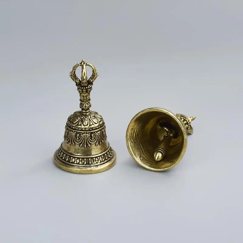 1pc Vintage Copper Metal Vajra Bell - Buddhist Percussion Instrument, 1-Piece Mini Hand Chime Hanging Decor Ornament for Sports & Outdoor Accessories, One-Piece