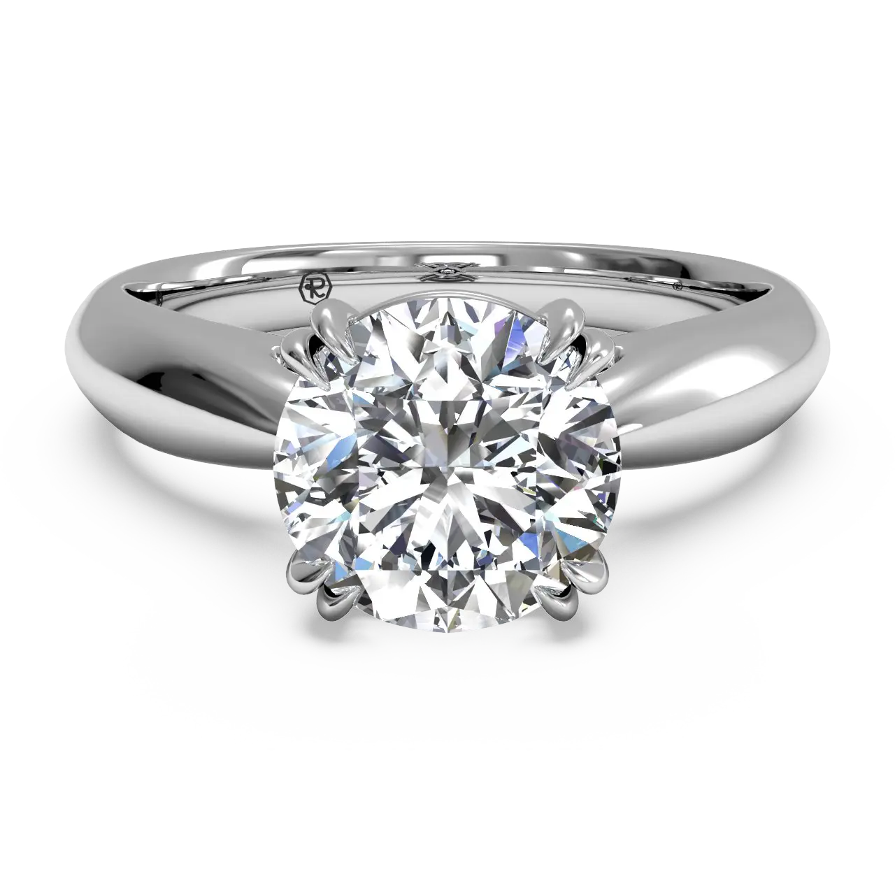 Ritani White 14 Karat Gold Solitaire Engagement Ring Mounting Size 5.5 *