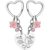 2 Pcs Mother Daughter Heart Matching Keyring Keychain Set Gifts For Mom Mothers Day Gifts from Daughter