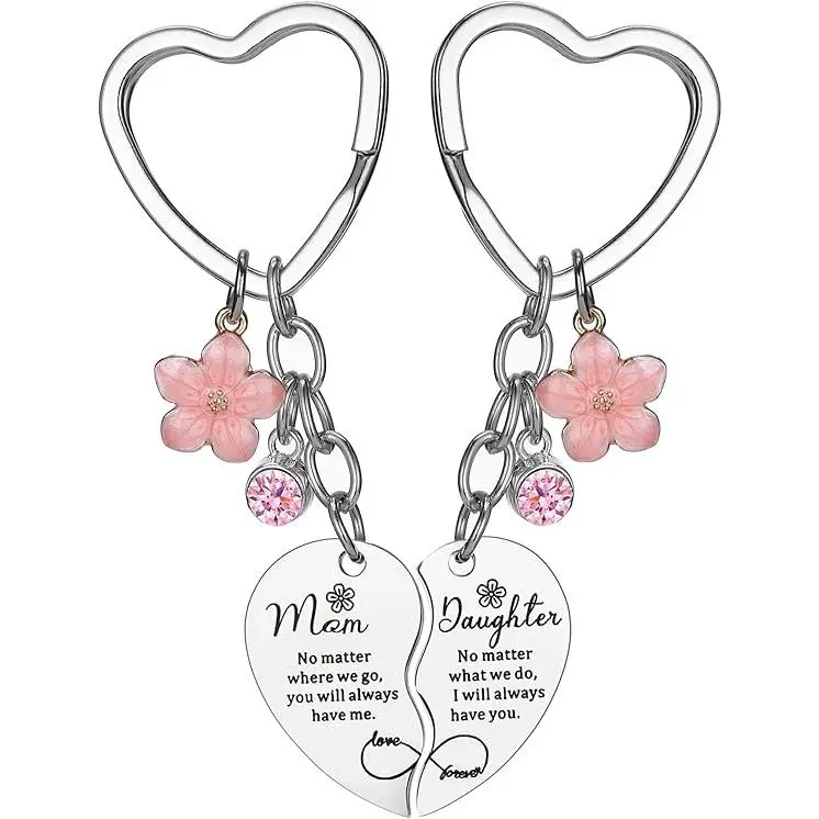 2 Pcs Mother Daughter Heart Matching Keyring Keychain Set Gifts For Mom Mothers Day Gifts from Daughter 2 Pcs Mother Daughter Heart Matching Keyring Keychain Set Gifts For Mom Mothers Day Gifts from Daughter