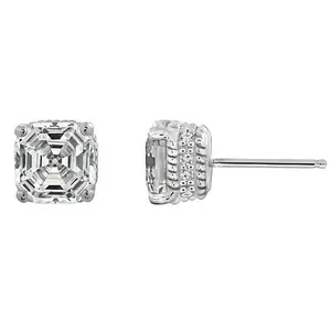 Radiance by Absolute™ Asscher Cut and Round Solitaire Stud Earrings