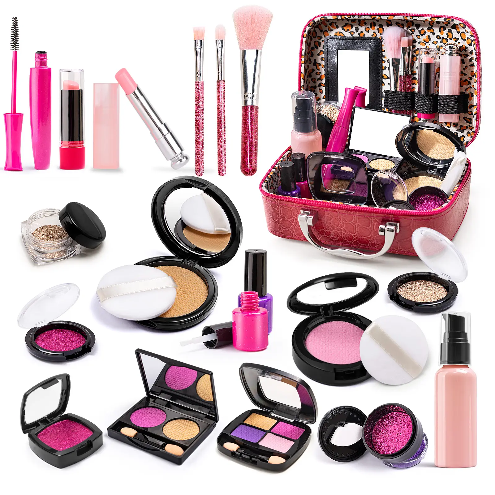 Simulated Makeup Kit for Girls, Play Makeup Set for Kids - Includes Cosmetic Bag for Birthdays and Christmas, Imaginary Makeup Fun for Toddlers and Li