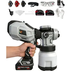 1200W Cordless  Sprayer with 2 Dual Long-Life  20Min Each - 1200ml , 3 Copper Nozzles - Electric    for House Painting, Furniture, Cabinets, Walls, Fence & DIY Projects