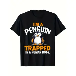 I'm a Penguin Trapped in Human Form - Unisex T-Shirt for All Penguin-Lovers, Valentine's Day Birthday Gift to Mom Dad Friends Black Soft Fabric
