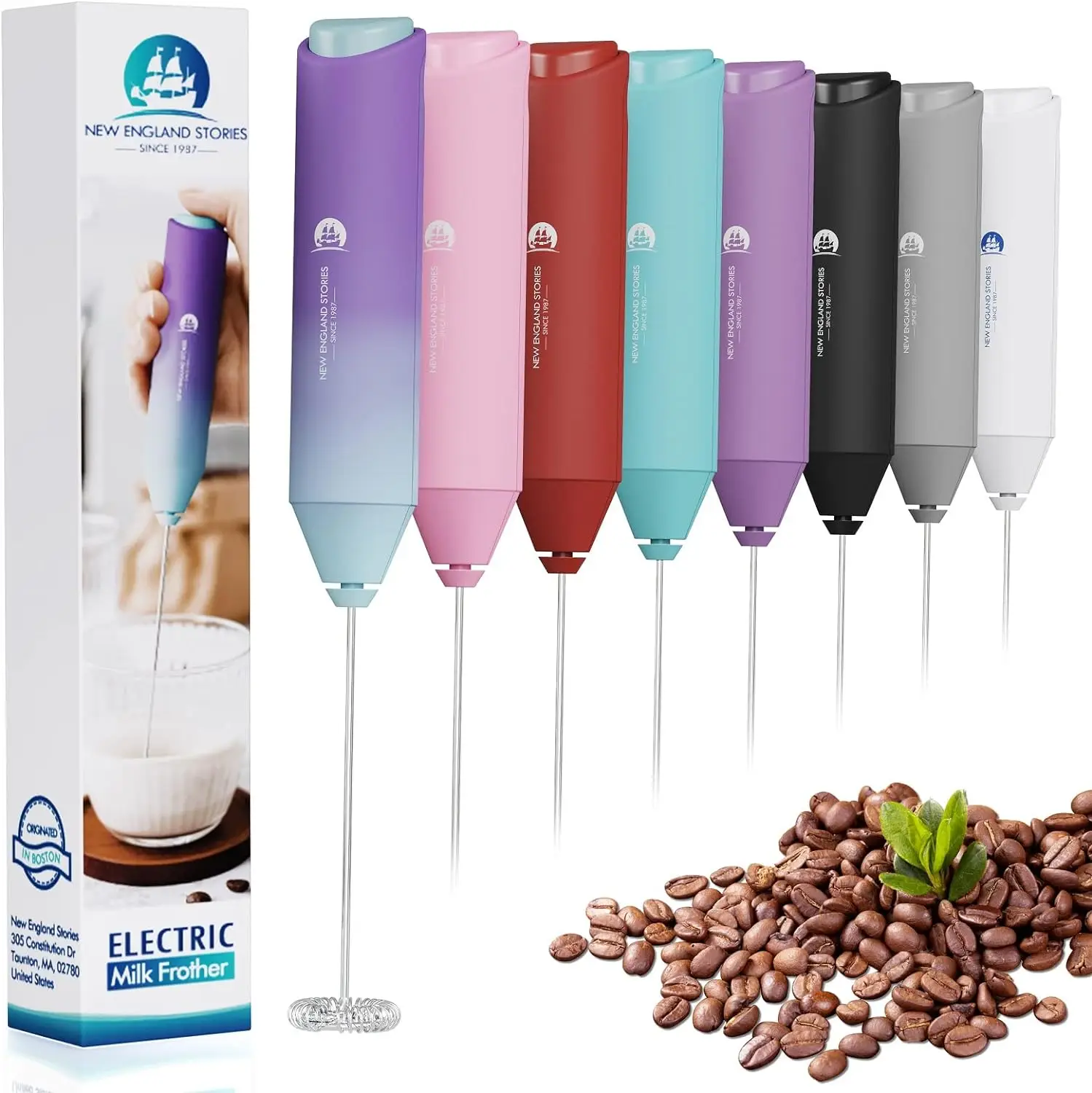 Powerful Milk Frother Wand - Mini Handheld Milk Frother with Stainless Steel Whisk - Battery-Powered Drink Mixer for Coffee, Lattes, Cappuccinos, Matc