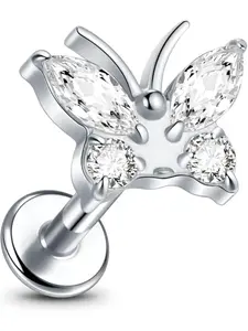 F136 Titanium Labret Stud 16g 18g for Lip Tragus Helix Piercing, Casual Style Titanium Jewelry for All Seasons