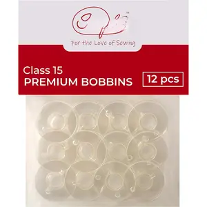 12 count  Class 15 Bobbins - Fits Janome HD3000, Brother, Elna & Kenmore - Compatible with Janome Sewing Machine Accessories, Plastic Bobbins for Sewing Machine, Supplies for Quilters & Hobbyists