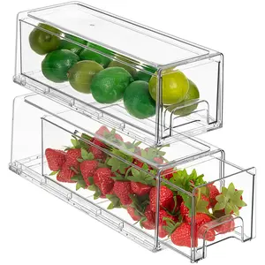 Sorbus Fridge Drawers - Clear Stackable Pull-Out Refrigerator Organizer Bins - Food Storage Containers for Kitchen, Refrigerator, Freezer & Vanity