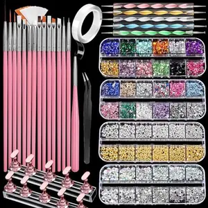 Nail Art Tools, Acrylic Nail Brush, Nail Stand, Nail Gems And Rhinestones, Nail Holder For Painting Nails, 15 PCS Nail Art Brushes, Nail Dotting Tool, Nail Tools, Nail Design Tools