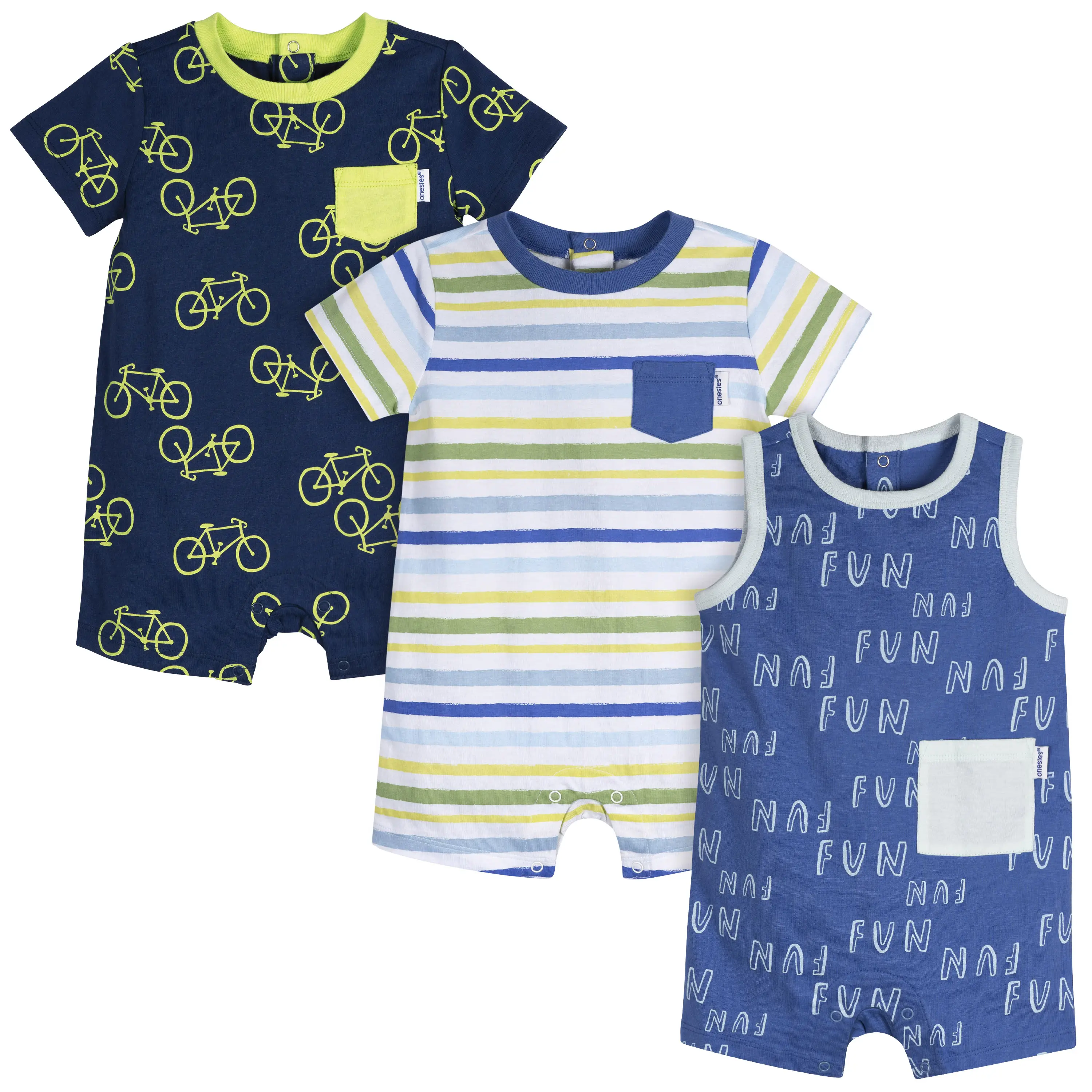 Onesies Brand Baby Boys' Rompers, 3-pack