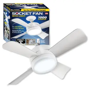 Socket Fan Light with Remote - 1800cfm Ceiling Fan Screws Into the Light Socket