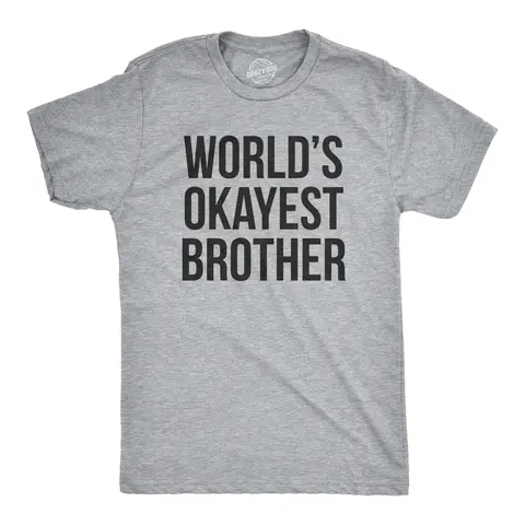 Mens Worlds Okayest Brother Shirt Funny T shirts Big Brother Sister Gift Idea Mens Funny T Shirts Cool Vintage Fashion T-Shirt Gift Classic Menswear Sibling Shirts for Men Funny Brother Short Sleeve Novelty