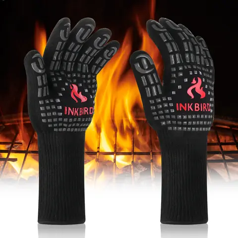 Inkbird Women's Modern Cotton Gingham Oven Mitt - PVC-Insulated, Rubber-Coated, Heat-Resistant, Anti-Slip, Double-Side Grip Kitchenware Bakeware, Quick Left/Right Handling, Safely Withstands 1472°F for Baking, Grilling