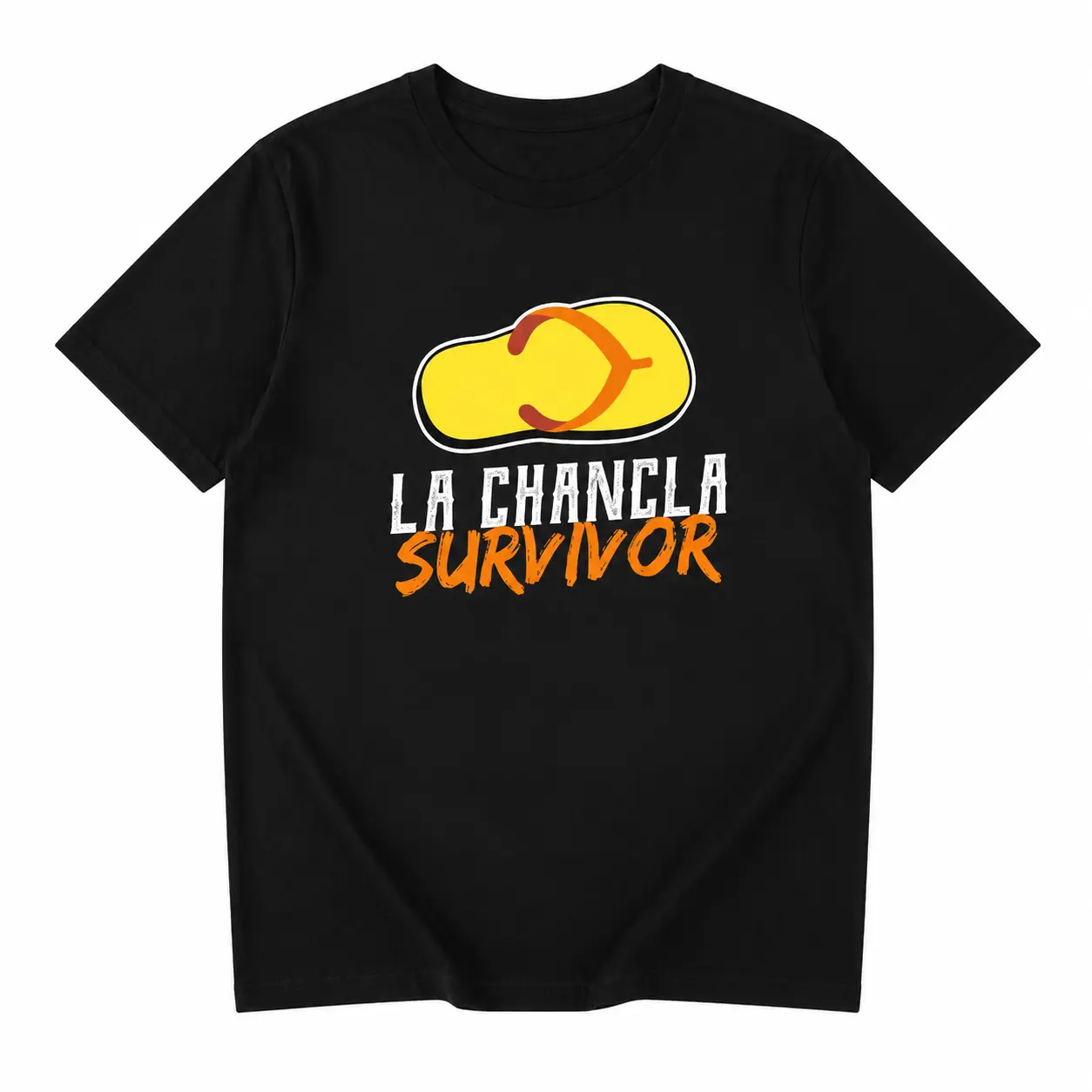 Funny La Chancla Survivor Graphic T Shirt, Humorous Summer Vacation Tee, Novelty Casual Short Sleeve Shirt, Trendy Streetwear Top for Men Women