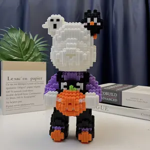 Halloween Skull Pumpkin Bear 3D Puzzle Building Blocks Decoration, Bookshelf Home Office Cabinet Decor, Party Living Room TV Stand Display