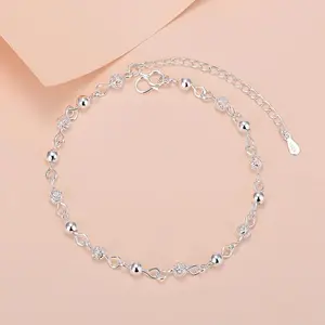 Fashionable and eye-catching luxury hollow texture round bead bracelet, party wedding retro 925 sterling silver bracelet, beautiful jewelry for women, adjustable