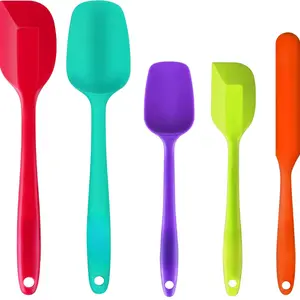Set of 5 Spatulas Silicone Heat Resistant, Food Grade Rubber Spatula Set for Cooking, Baking,  for Nonstick Cookware  BPA Free Multicolor