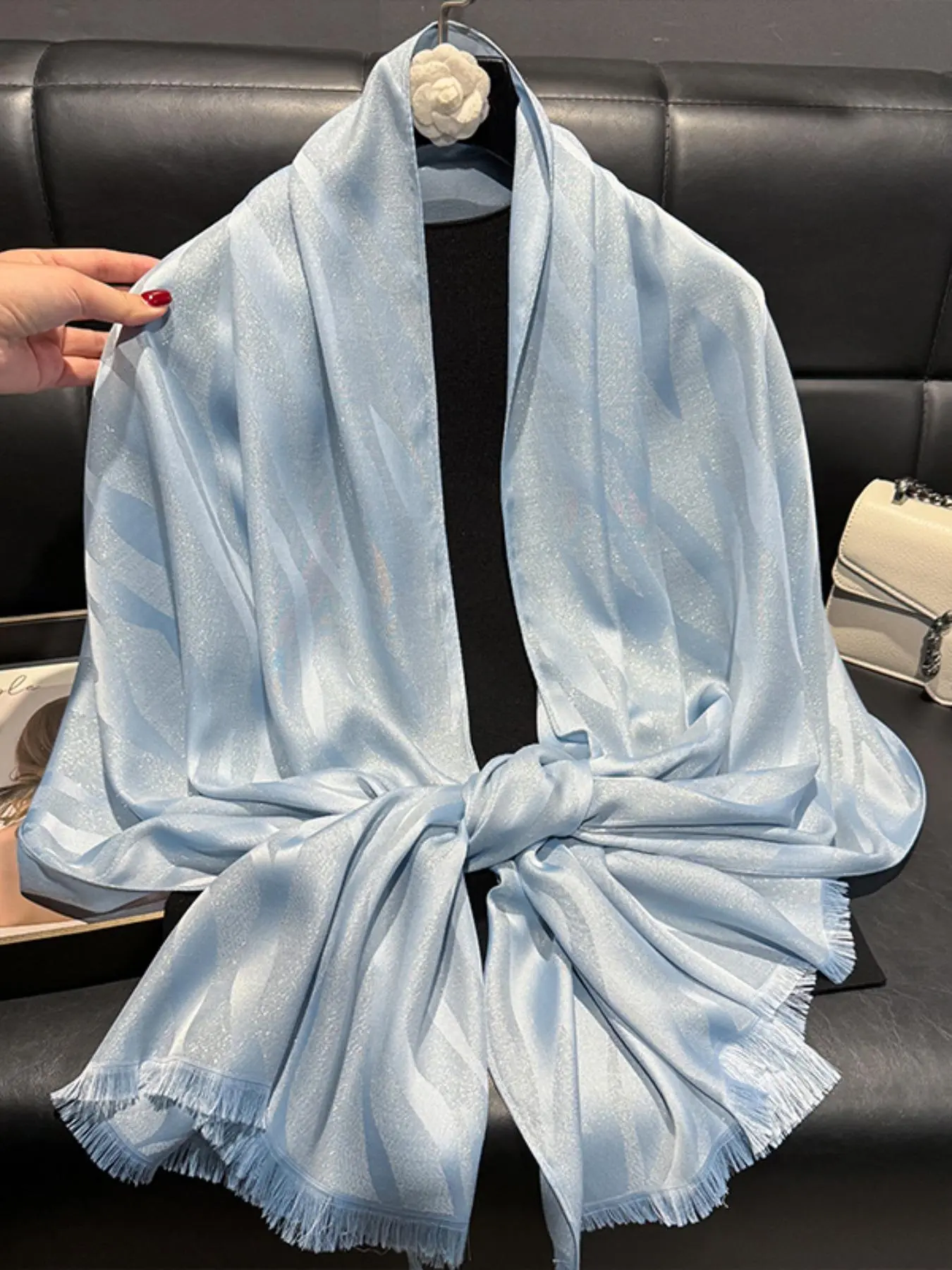 Women's Elegant Striped Pattern Scarf, New Style Lightweight Summer Fashionable Shawl for Daily Wear, Casual Versatile Scarf for Women & Girls