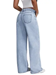 Girls Street Style High Waist Wide Leg Jeans, New 2026 Vintage Washed Basic Versatile Youth Spring Summer Pants
