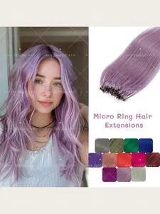 Women's Human Hair Extensions, Y2K Multi-Color Options, Micro Beads for Easy Attachment, Natural Look, Salon-Quality Hairpiece
